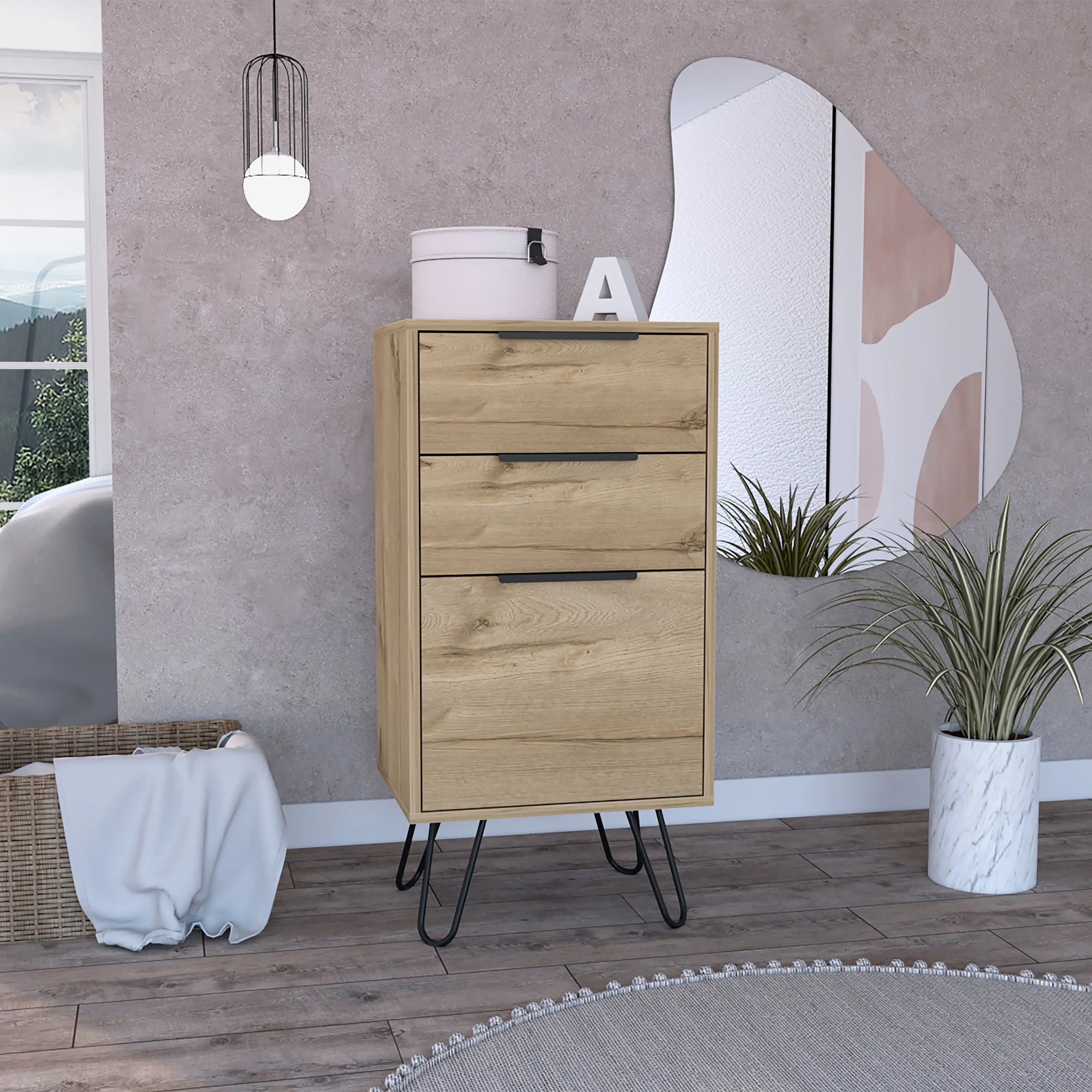 18" Natural Three Drawer Standard Chest Homeroots Bed & Bath