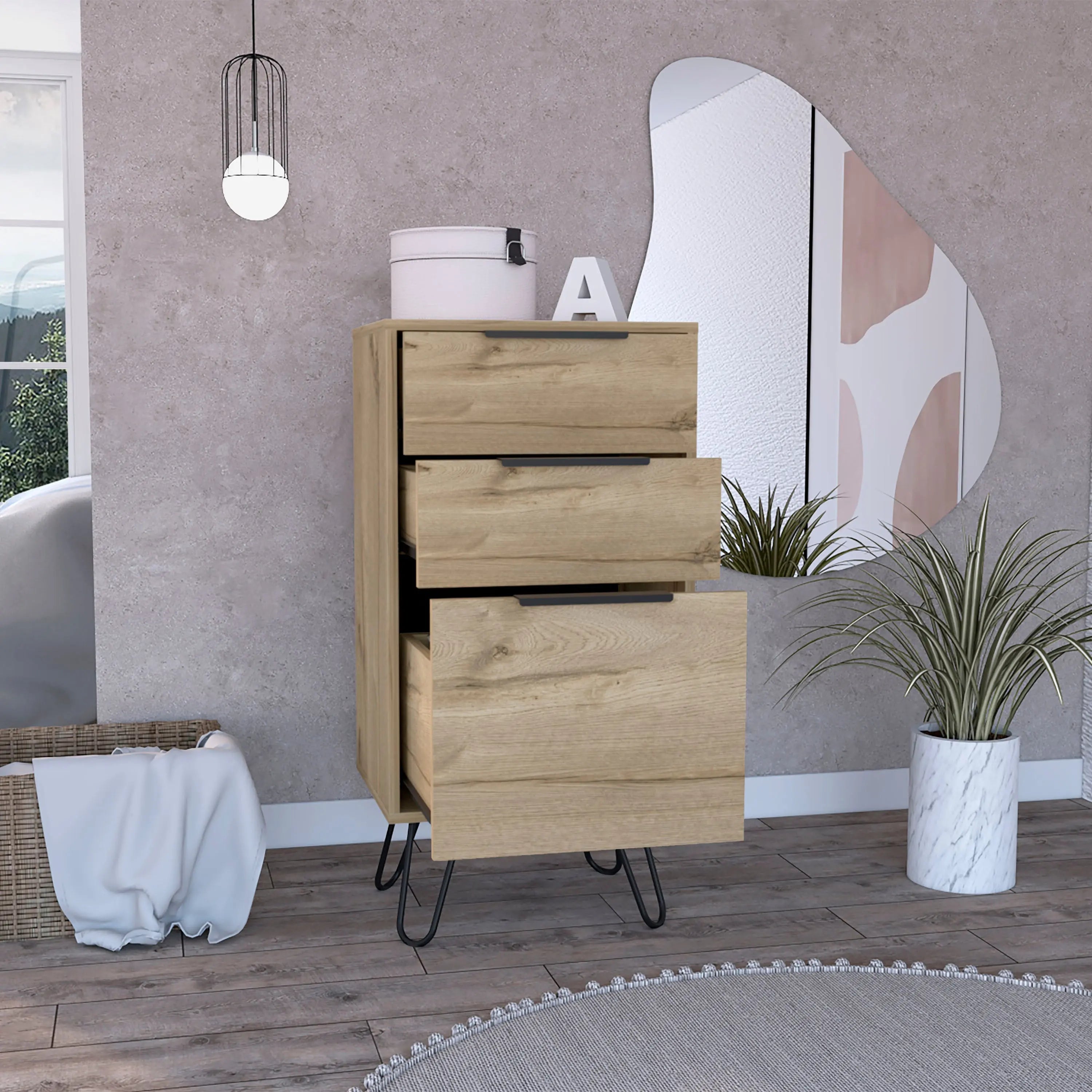 18" Natural Three Drawer Standard Chest Homeroots Bed & Bath