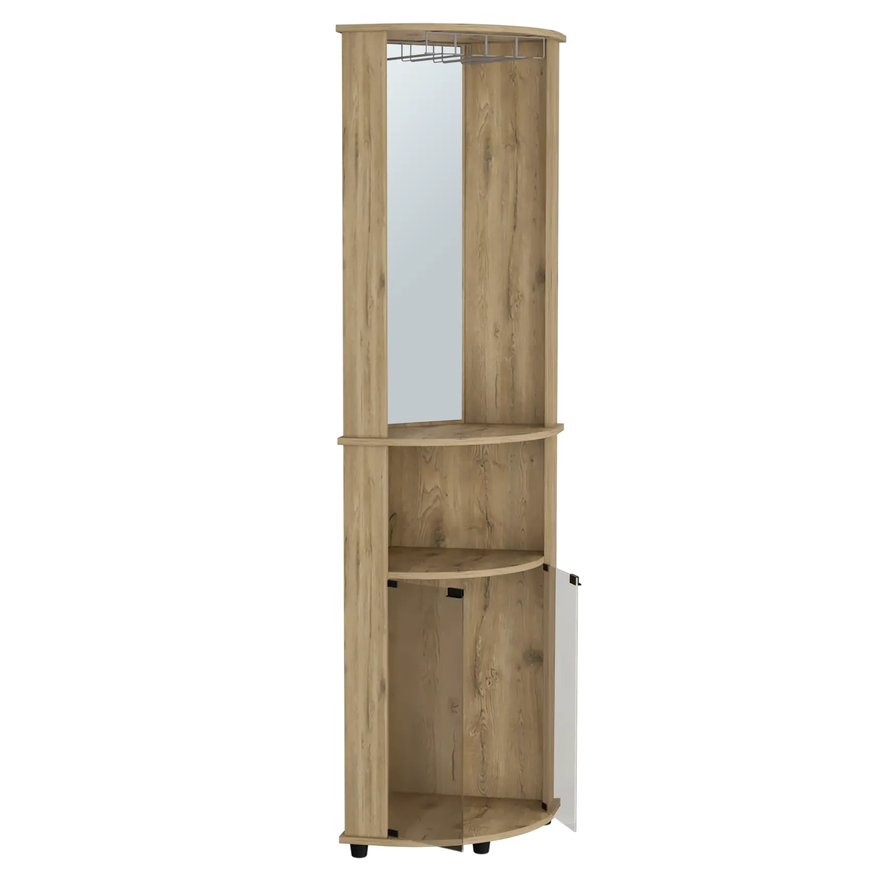 18" Natural Wood Corner Bar Cabinet Homeroots Kitchen & Dining