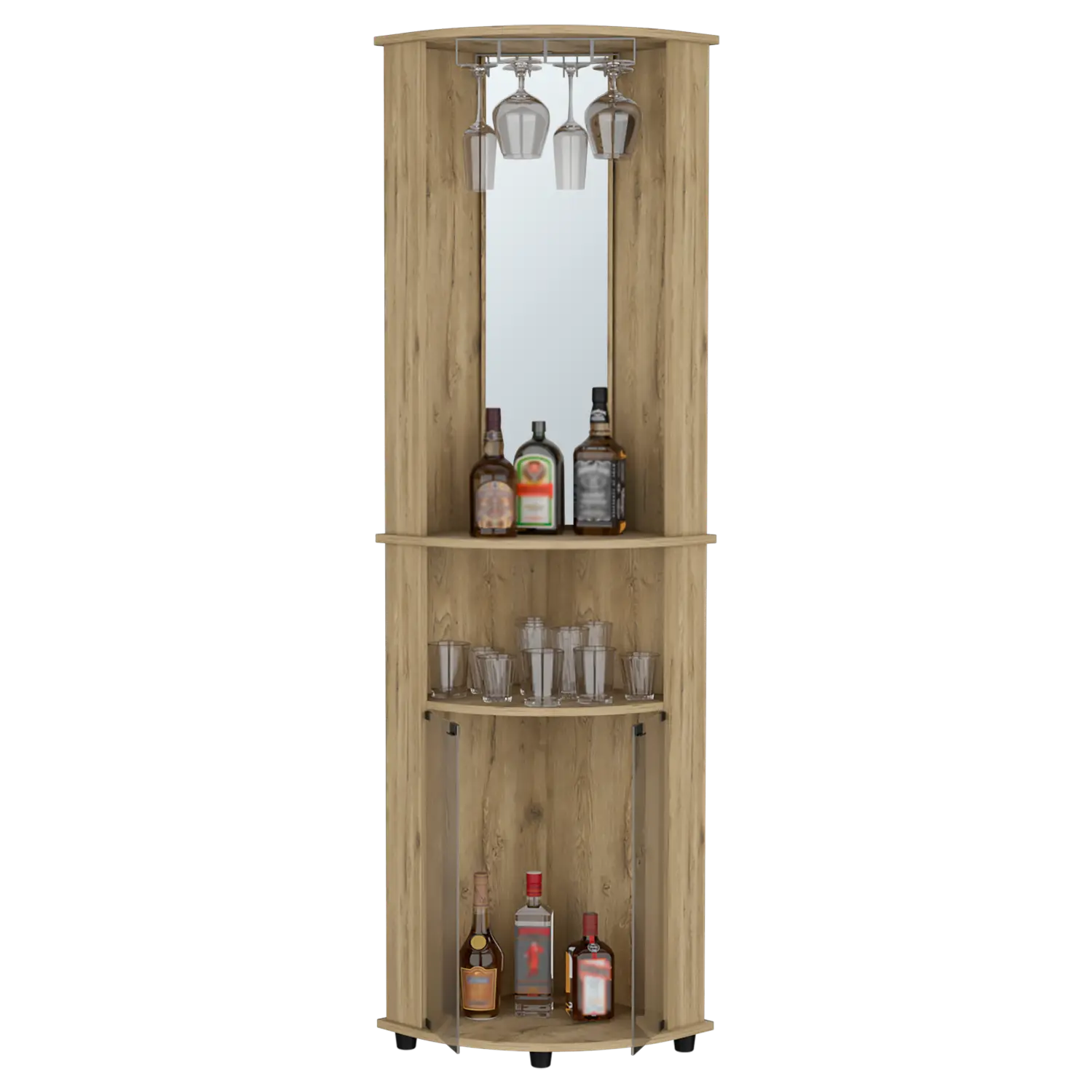 18" Natural Wood Corner Bar Cabinet Homeroots Kitchen & Dining