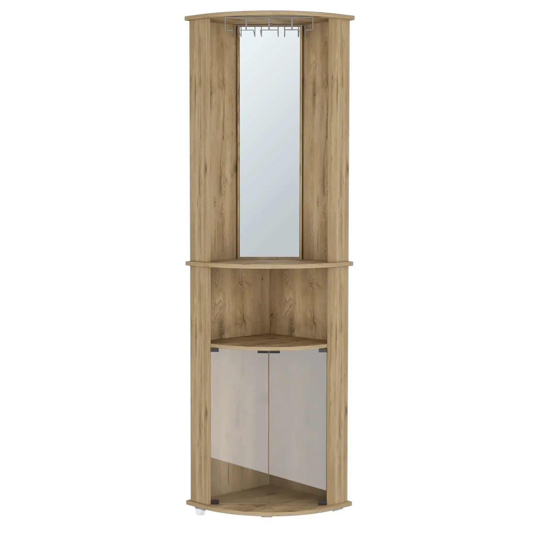 18" Natural Wood Corner Bar Cabinet Homeroots Kitchen & Dining