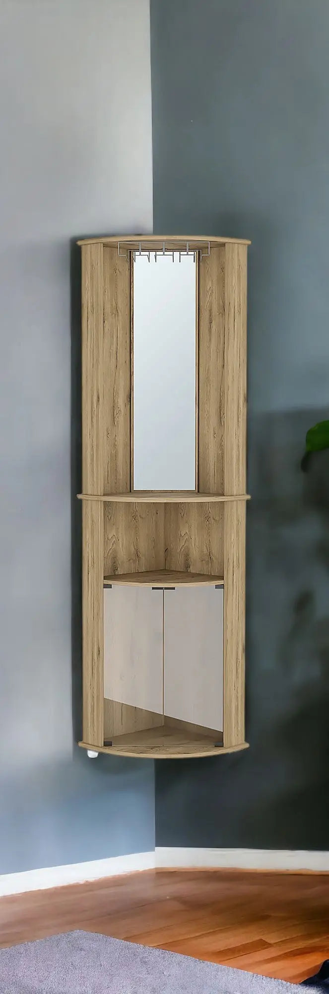 18" Natural Wood Corner Bar Cabinet Homeroots Kitchen & Dining