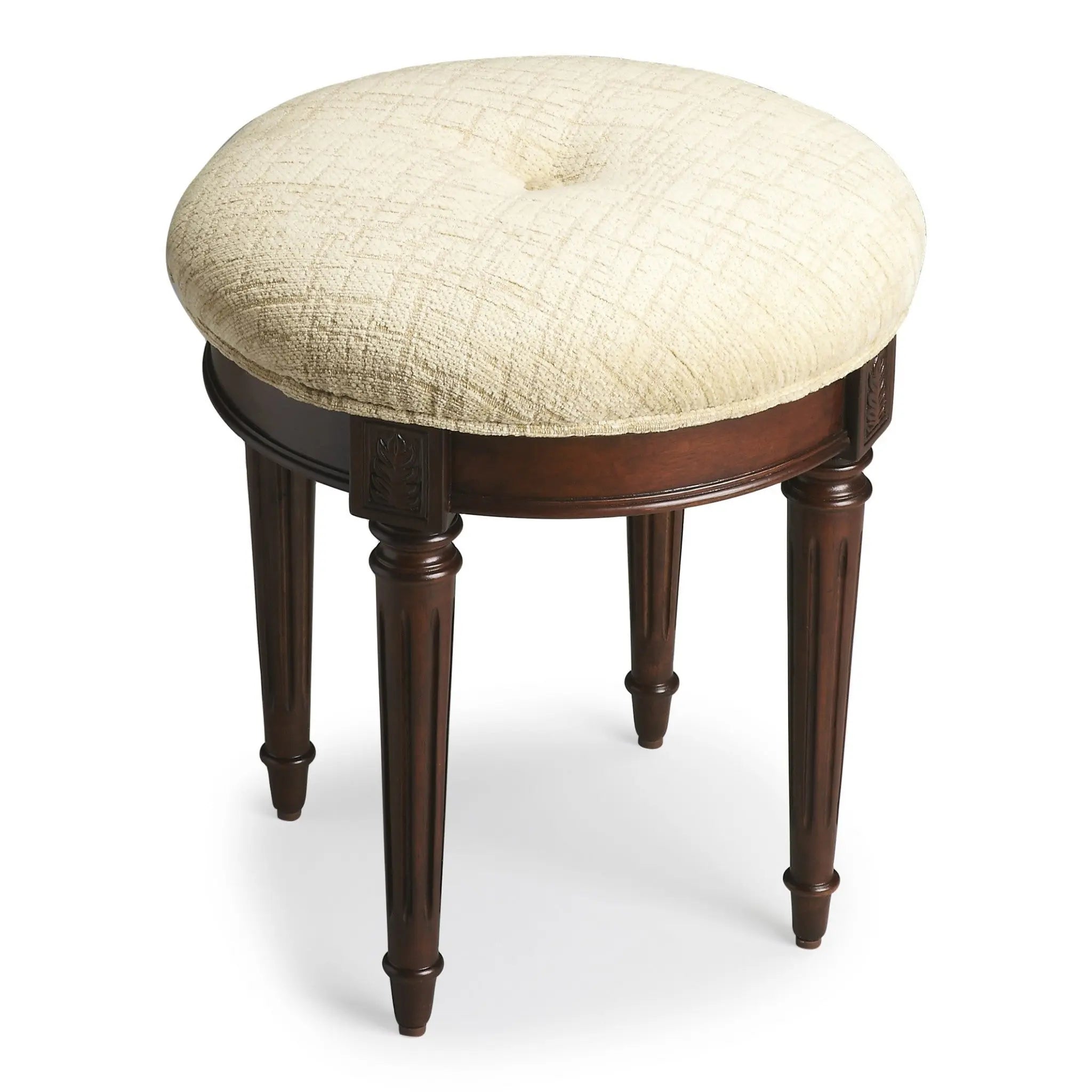 18" Off White Linen And Dark Brown Ottoman Homeroots Living Room