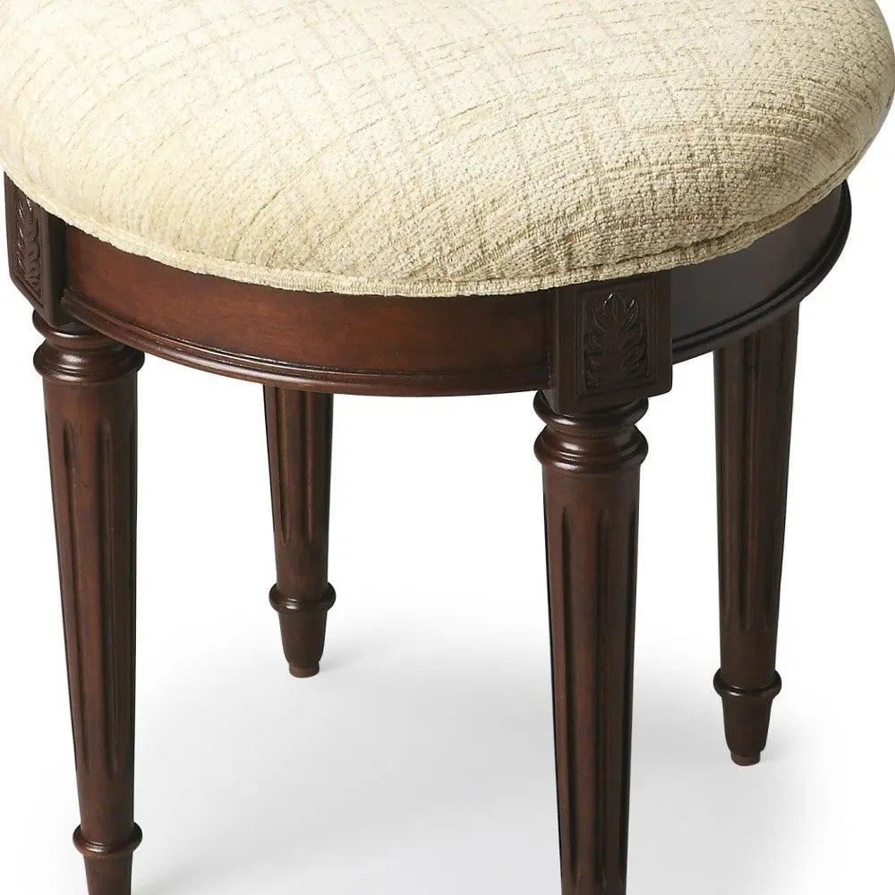 18" Off White Linen And Dark Brown Ottoman Homeroots Living Room