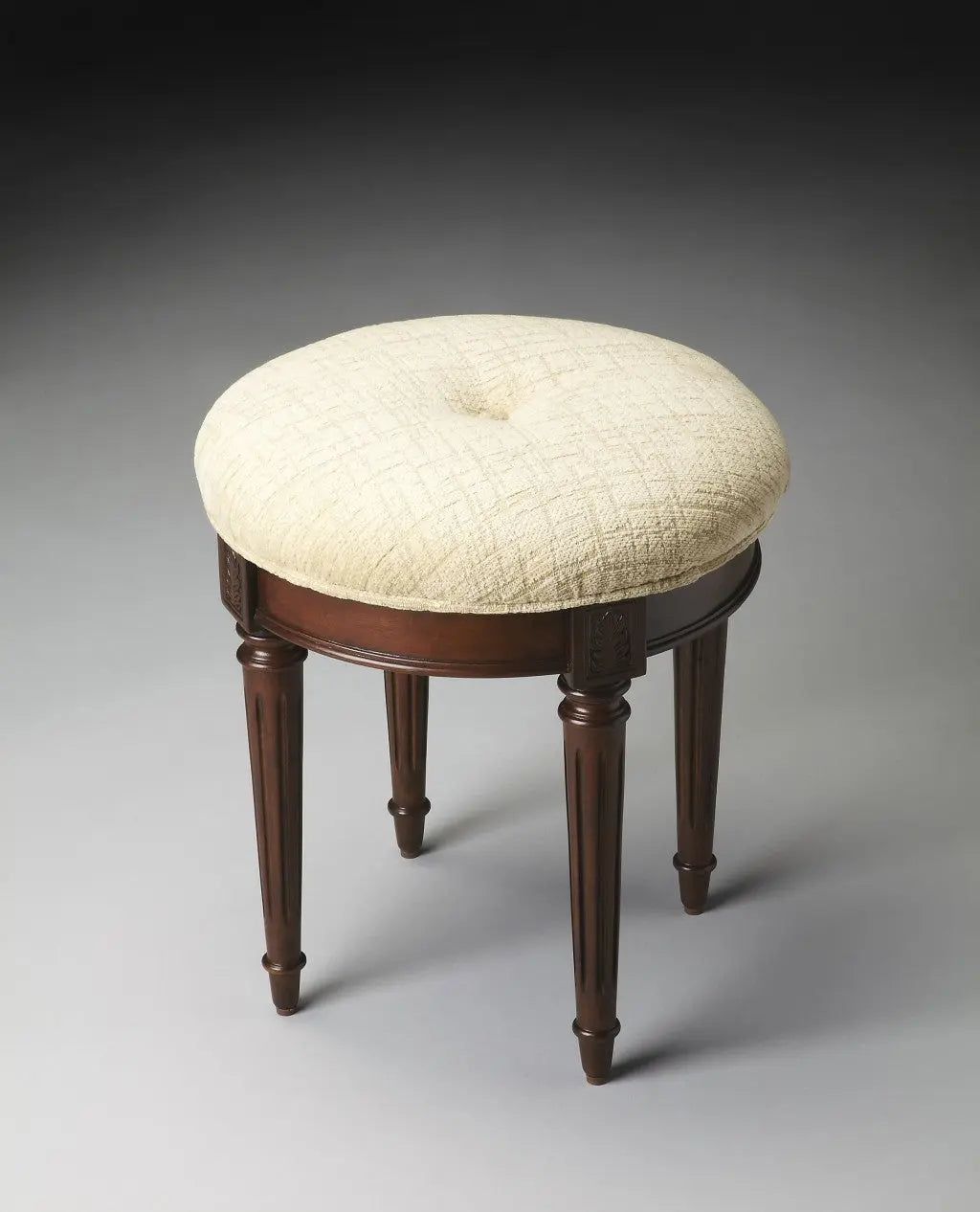 18" Off White Linen And Dark Brown Ottoman Homeroots Living Room