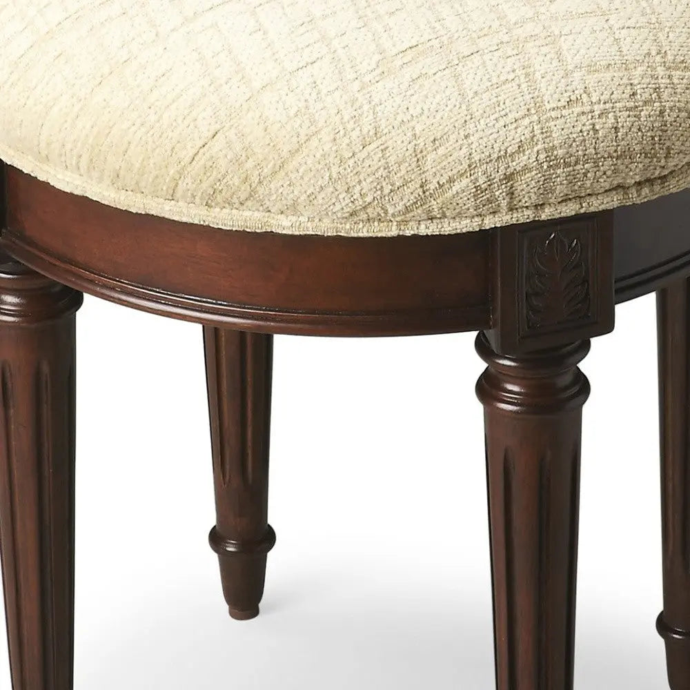 18" Off White Linen And Dark Brown Ottoman Homeroots Living Room