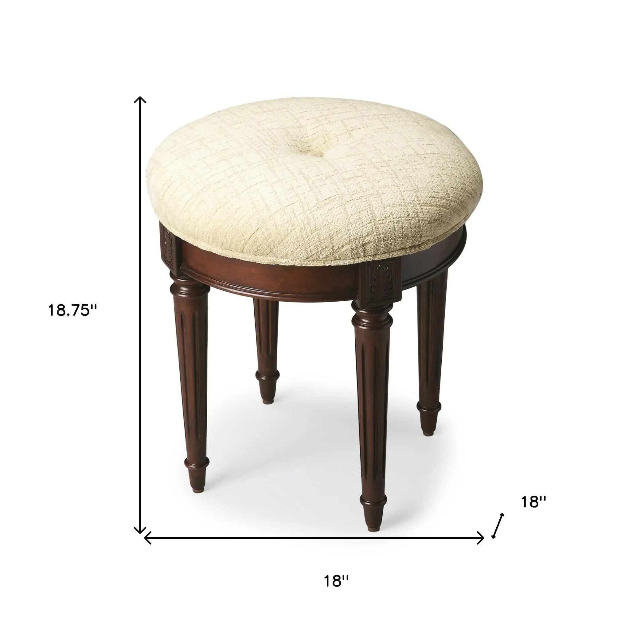 18" Off White Linen And Dark Brown Ottoman Homeroots Living Room