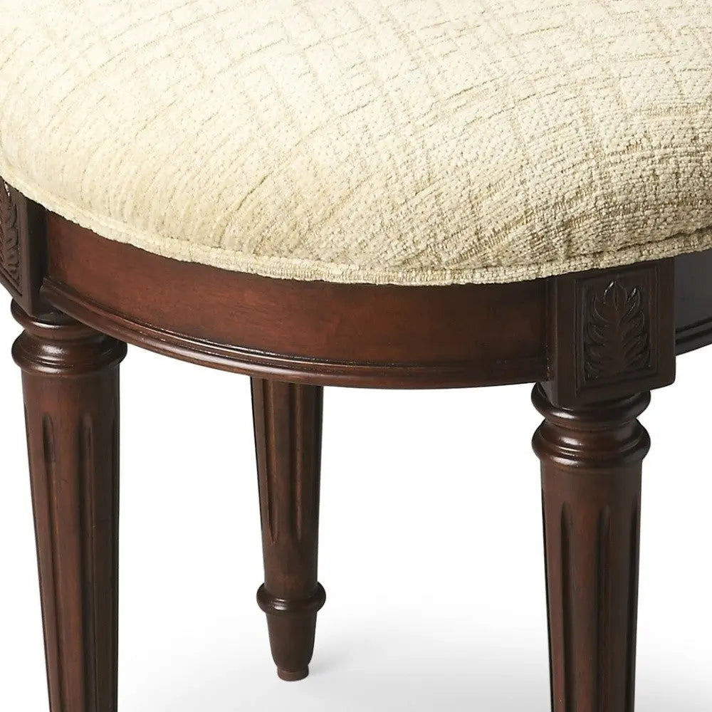 18" Off White Linen And Dark Brown Ottoman Homeroots Living Room