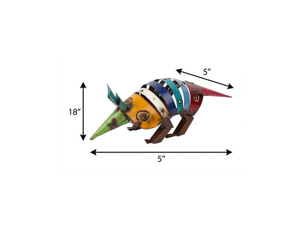18" Rainbow Metal Armadillo Garden Art Homeroots Outdoor