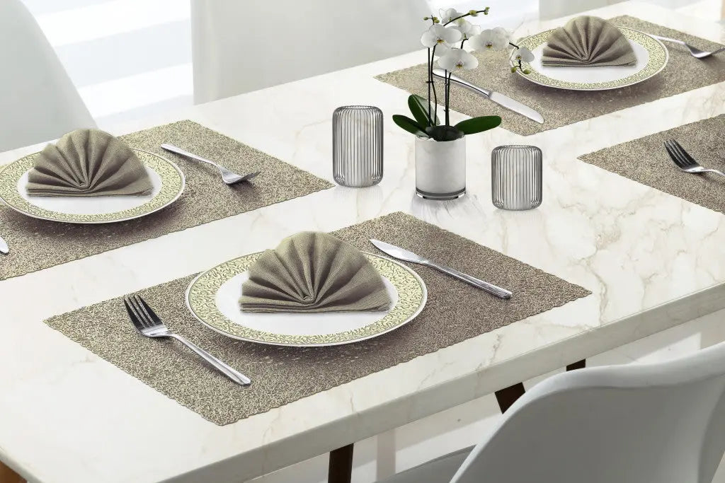 18" Set of Four Gold Vinyl Placemats Homeroots Kitchen & Dining