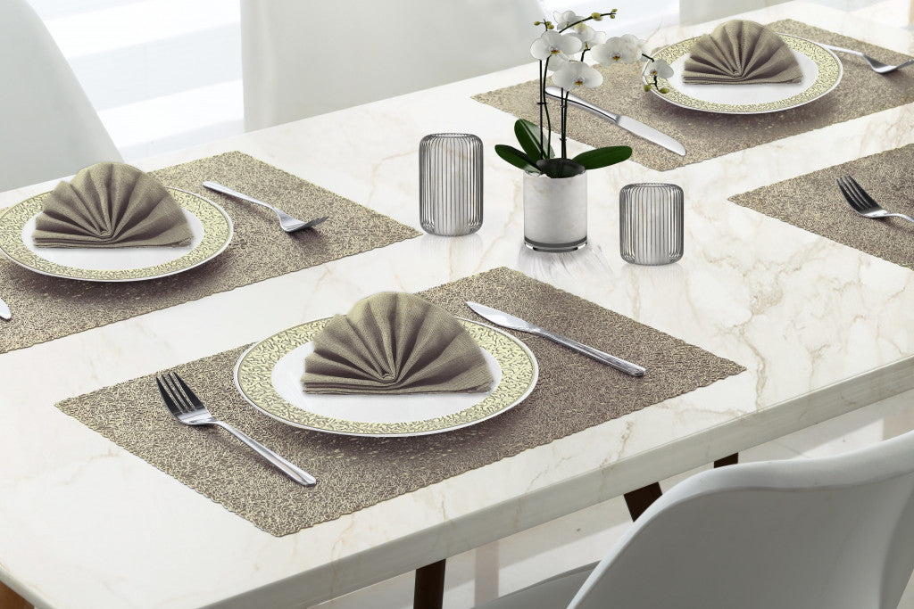 18" Set of Four Gold Vinyl Placemats Homeroots Kitchen & Dining