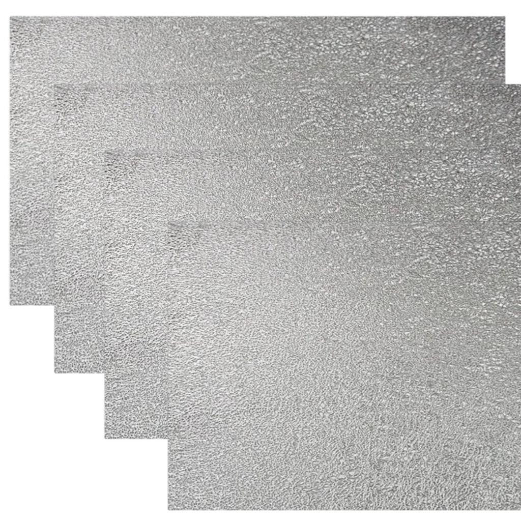 18" Set of Four Silver Vinyl Placemats Homeroots Kitchen & Dining