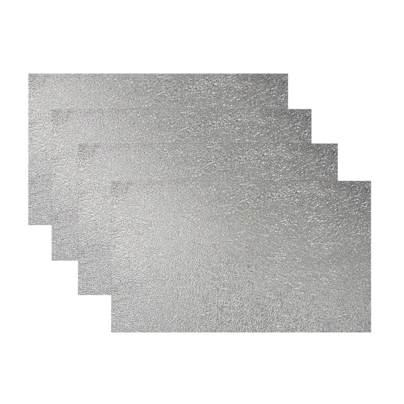 18" Set of Four Silver Vinyl Placemats Homeroots Kitchen & Dining