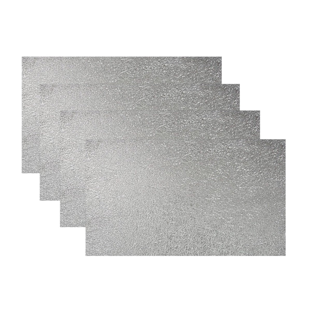 18" Set of Four Silver Vinyl Placemats Homeroots Kitchen & Dining