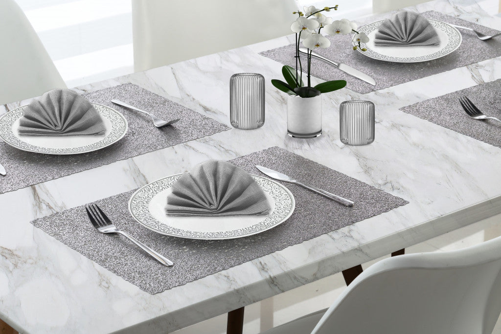 18" Set of Four Silver Vinyl Placemats Homeroots Kitchen & Dining