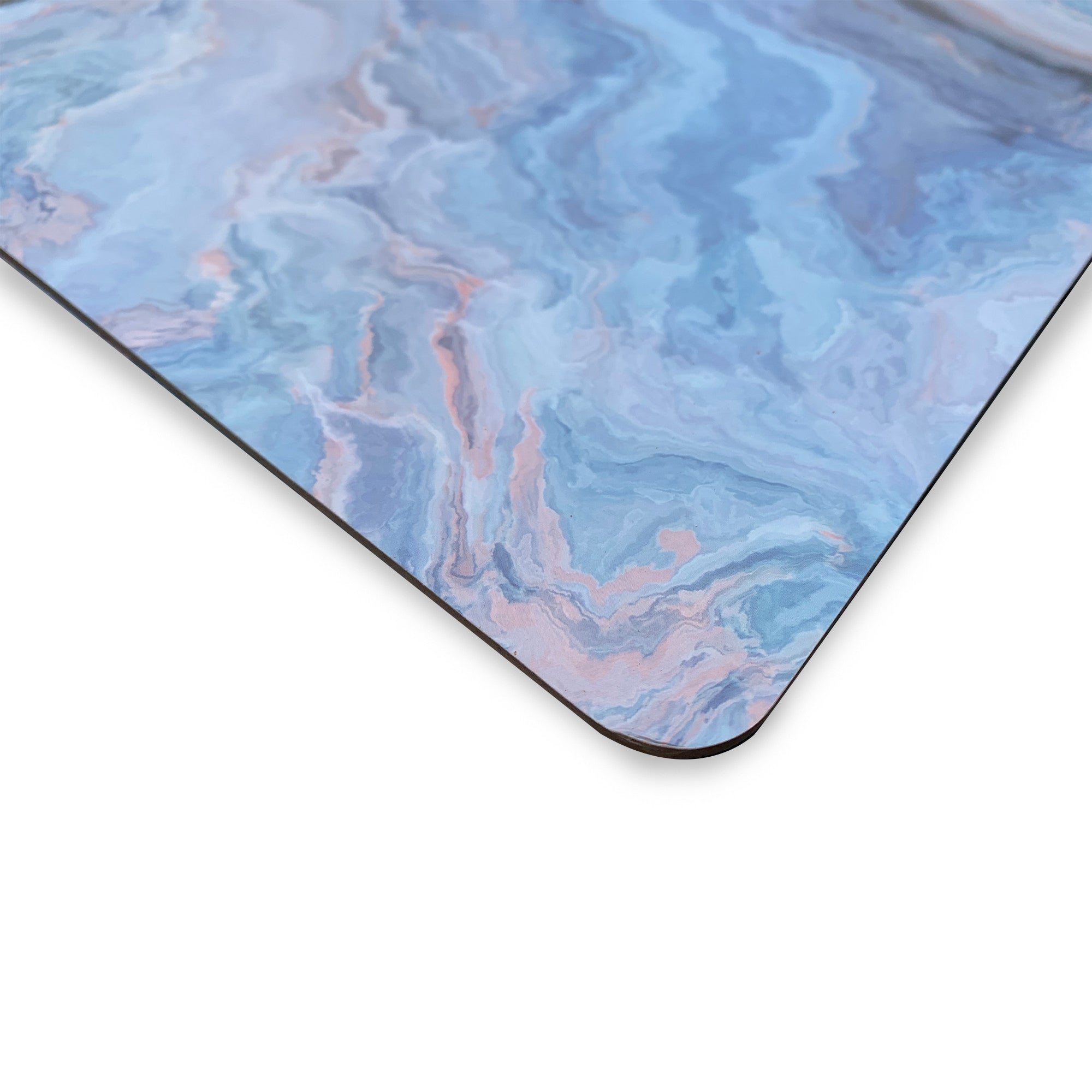 18" Set of Two Blue Abstract Faux Marble Cork Placemats Homeroots Kitchen & Dining