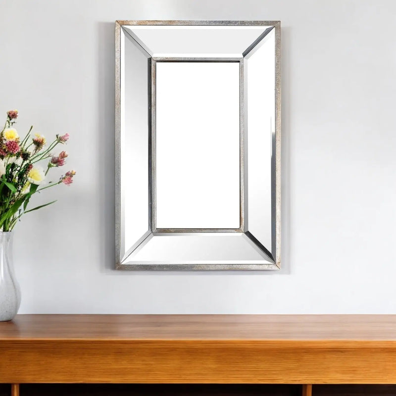 18" Silver Beveled Glass Framed Accent Mirror - GreatEagleInc
