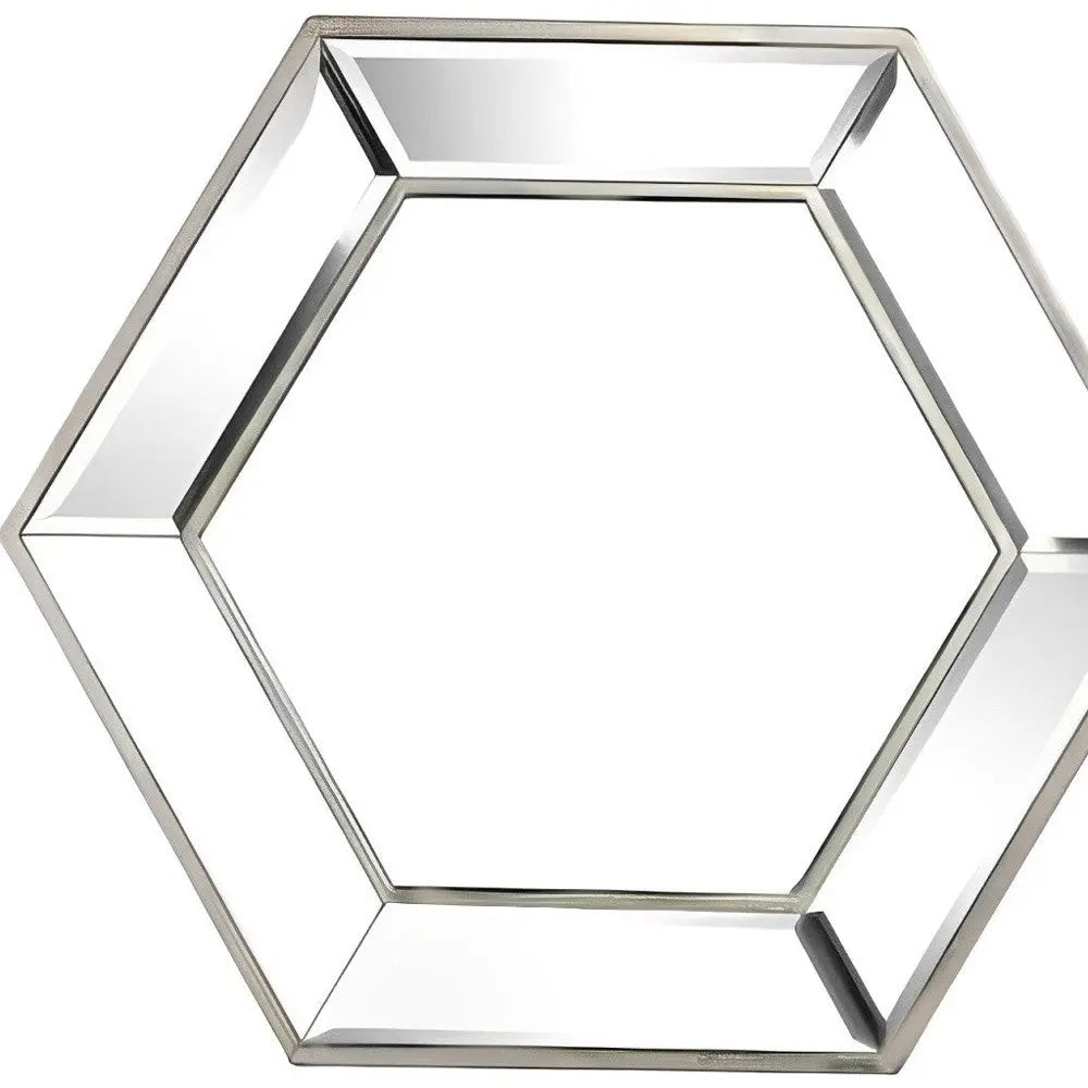 18" Silver Hexagon Glass Framed Accent Mirror Homeroots Bed & Bath