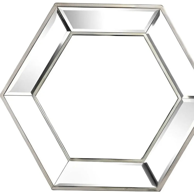 18" Silver Hexagon Glass Framed Accent Mirror Homeroots Bed & Bath
