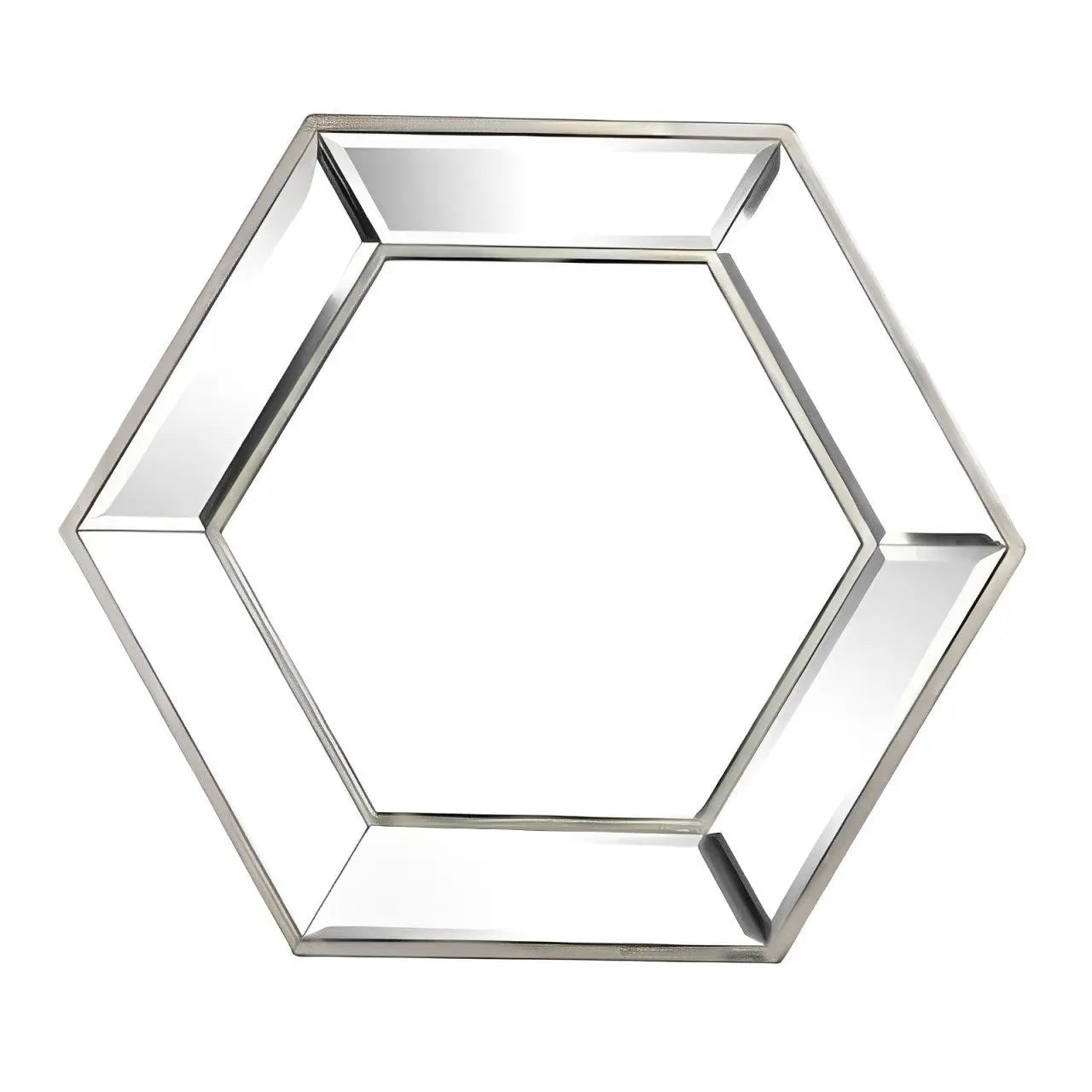 18" Silver Hexagon Glass Framed Accent Mirror Homeroots Bed & Bath