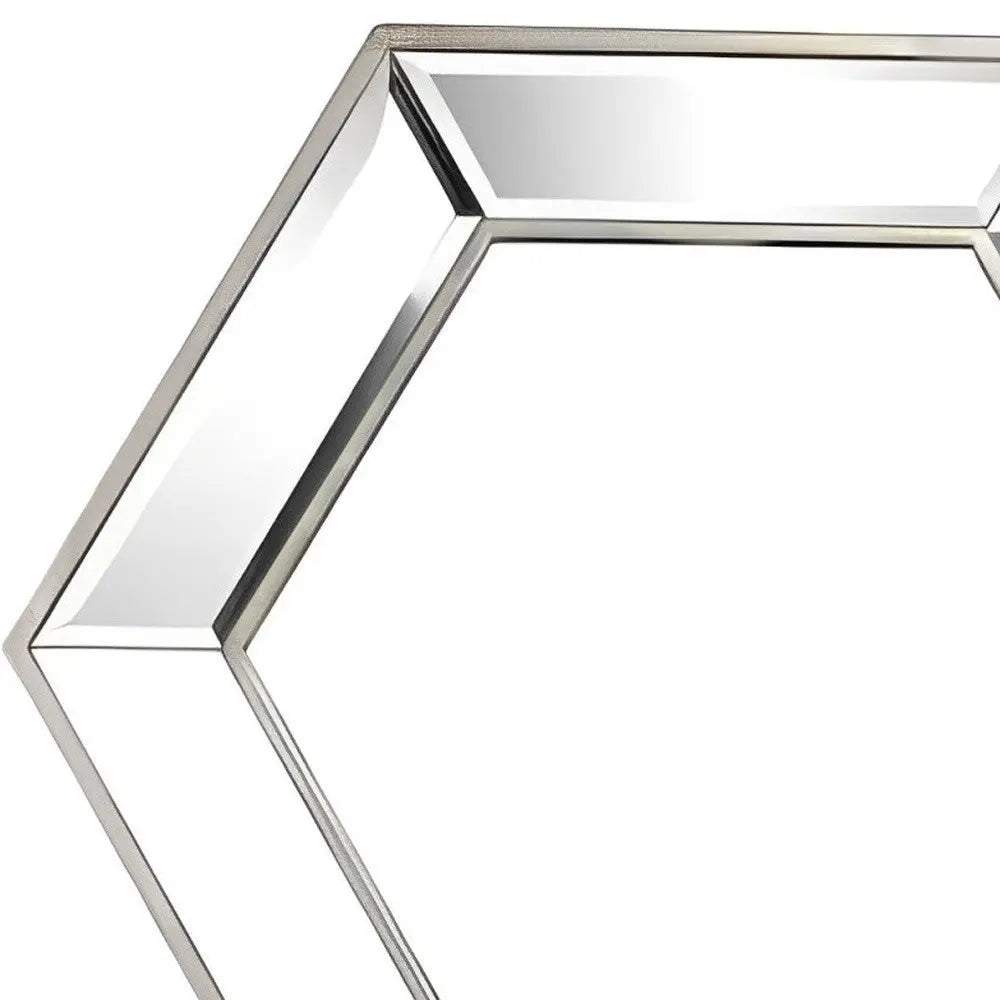18" Silver Hexagon Glass Framed Accent Mirror Homeroots Bed & Bath