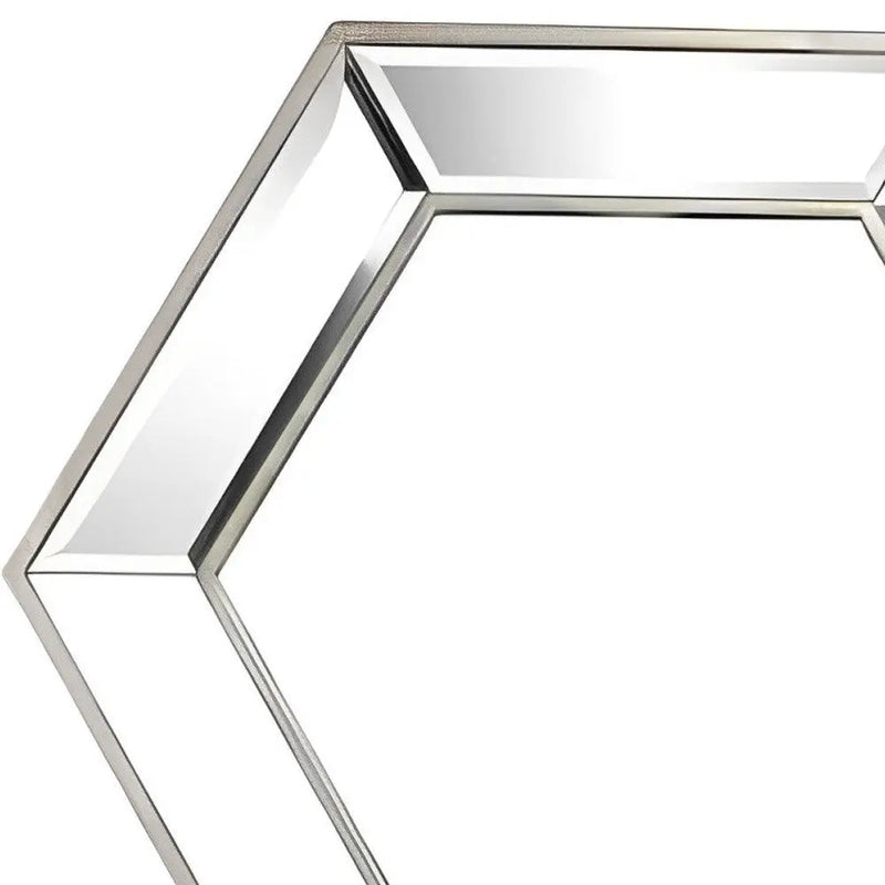 18" Silver Hexagon Glass Framed Accent Mirror Homeroots Bed & Bath