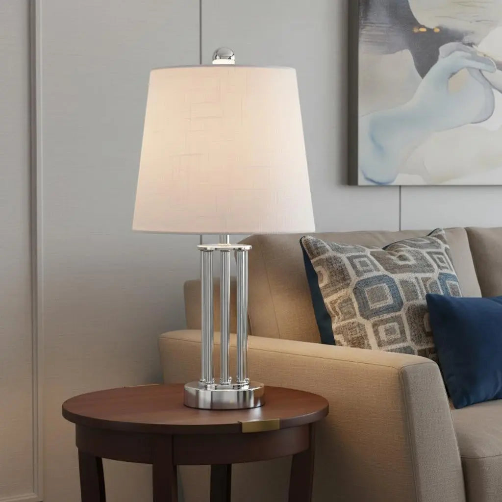18" Silver Novelty Column Lamp With Empire Shade Homeroots Lighting