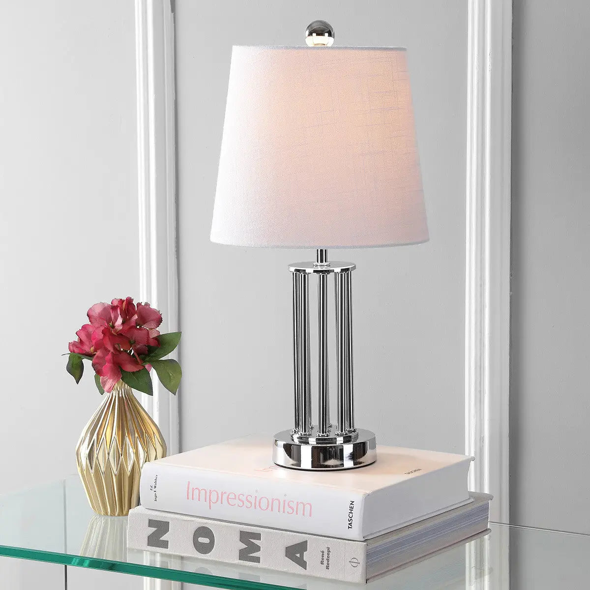 18" Silver Novelty Column Lamp With Empire Shade Homeroots Lighting