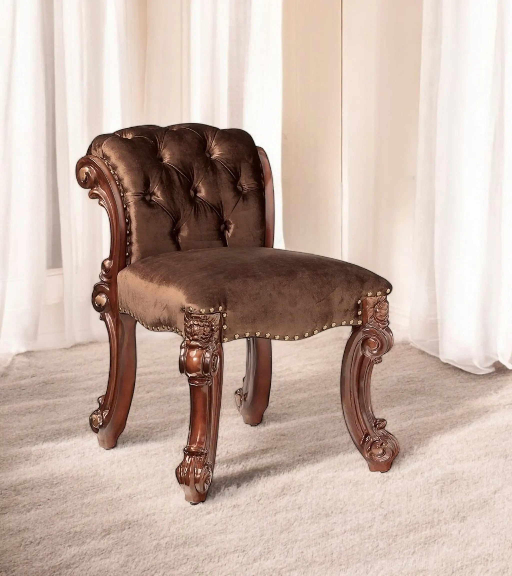 18" Solid Manufactured Wood and Fabric Bar Chair Homeroots Living Room