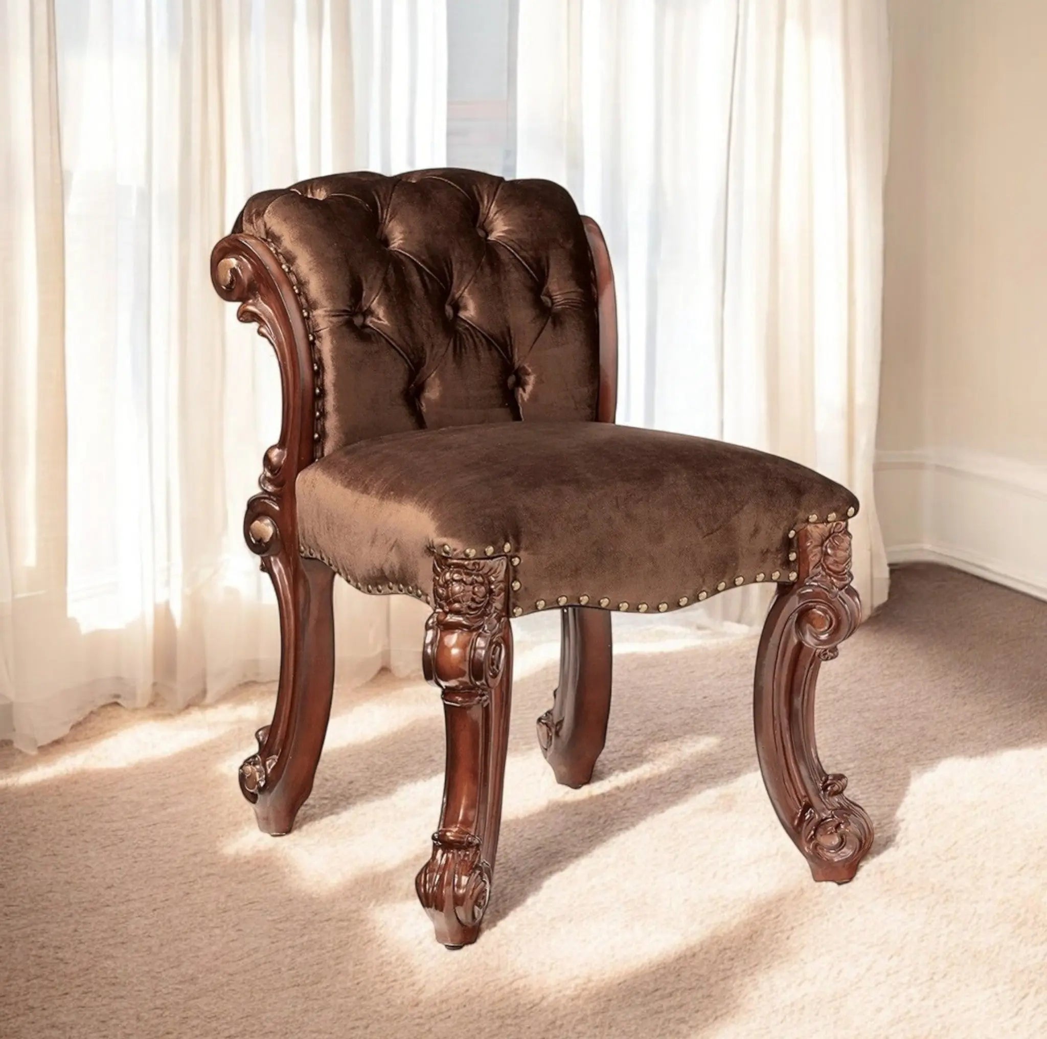 18" Solid Manufactured Wood and Fabric Bar Chair Homeroots Living Room