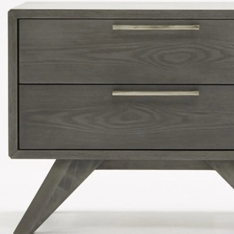 18" Solid Wood and Wood Two Drawer Nightstand Homeroots Bed & Bath