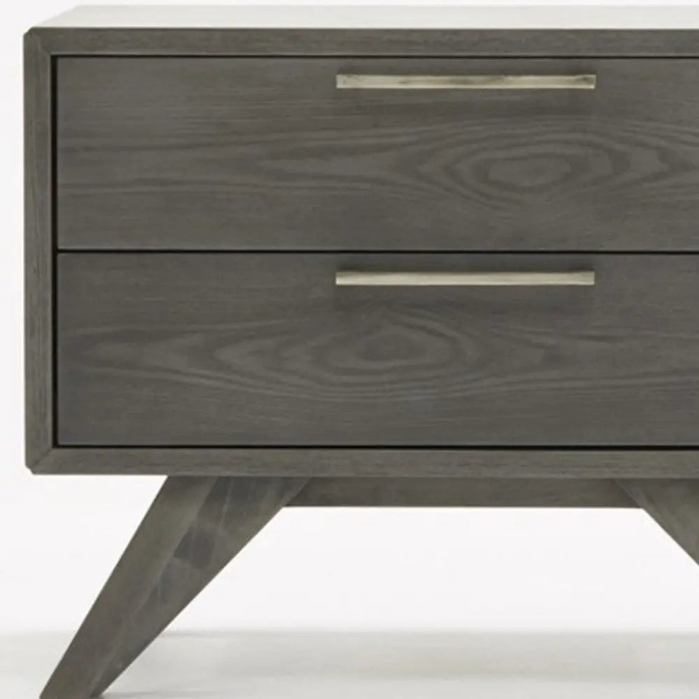 18" Solid Wood and Wood Two Drawer Nightstand Homeroots Bed & Bath