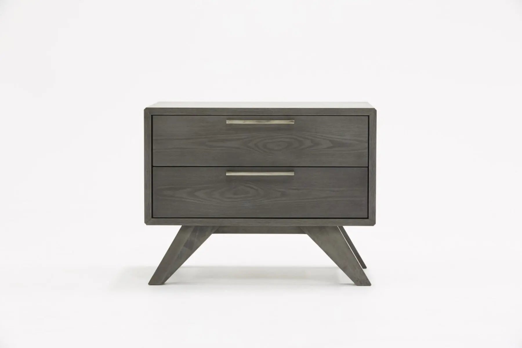 18" Solid Wood and Wood Two Drawer Nightstand Homeroots Bed & Bath