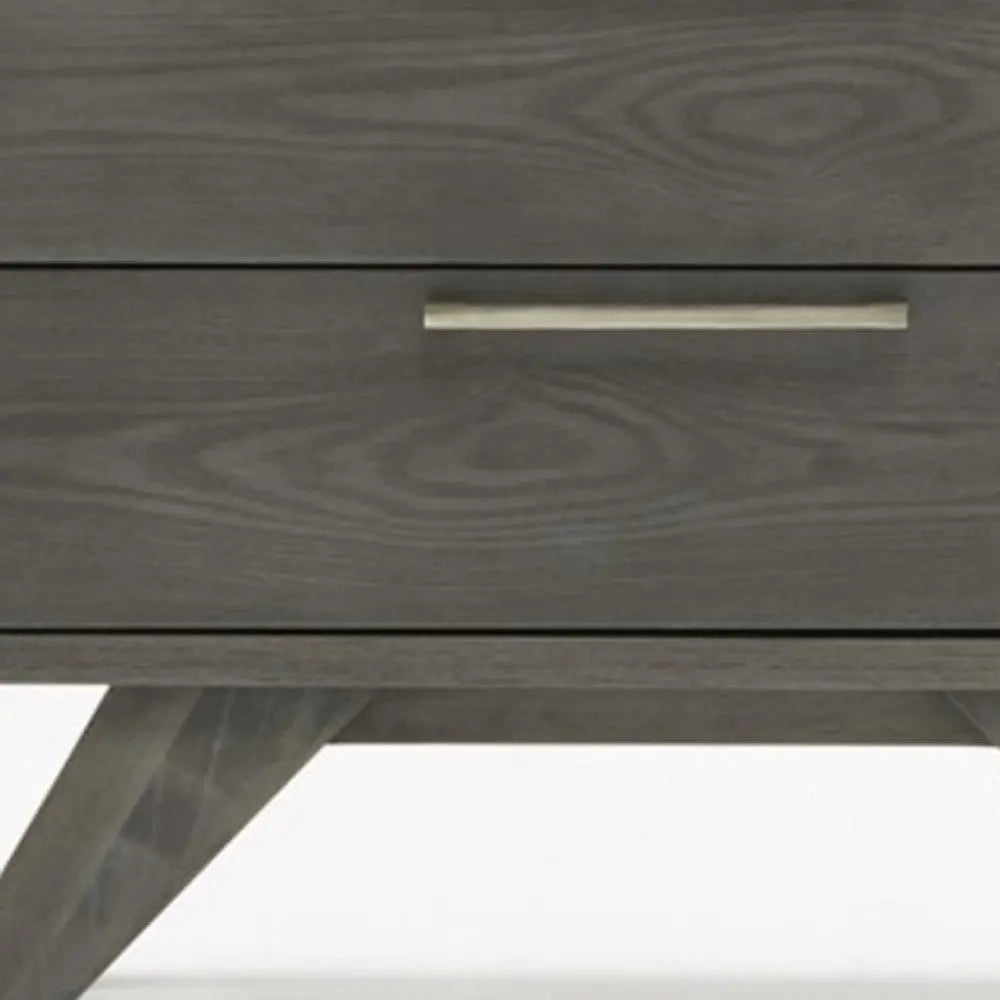 18" Solid Wood and Wood Two Drawer Nightstand Homeroots Bed & Bath