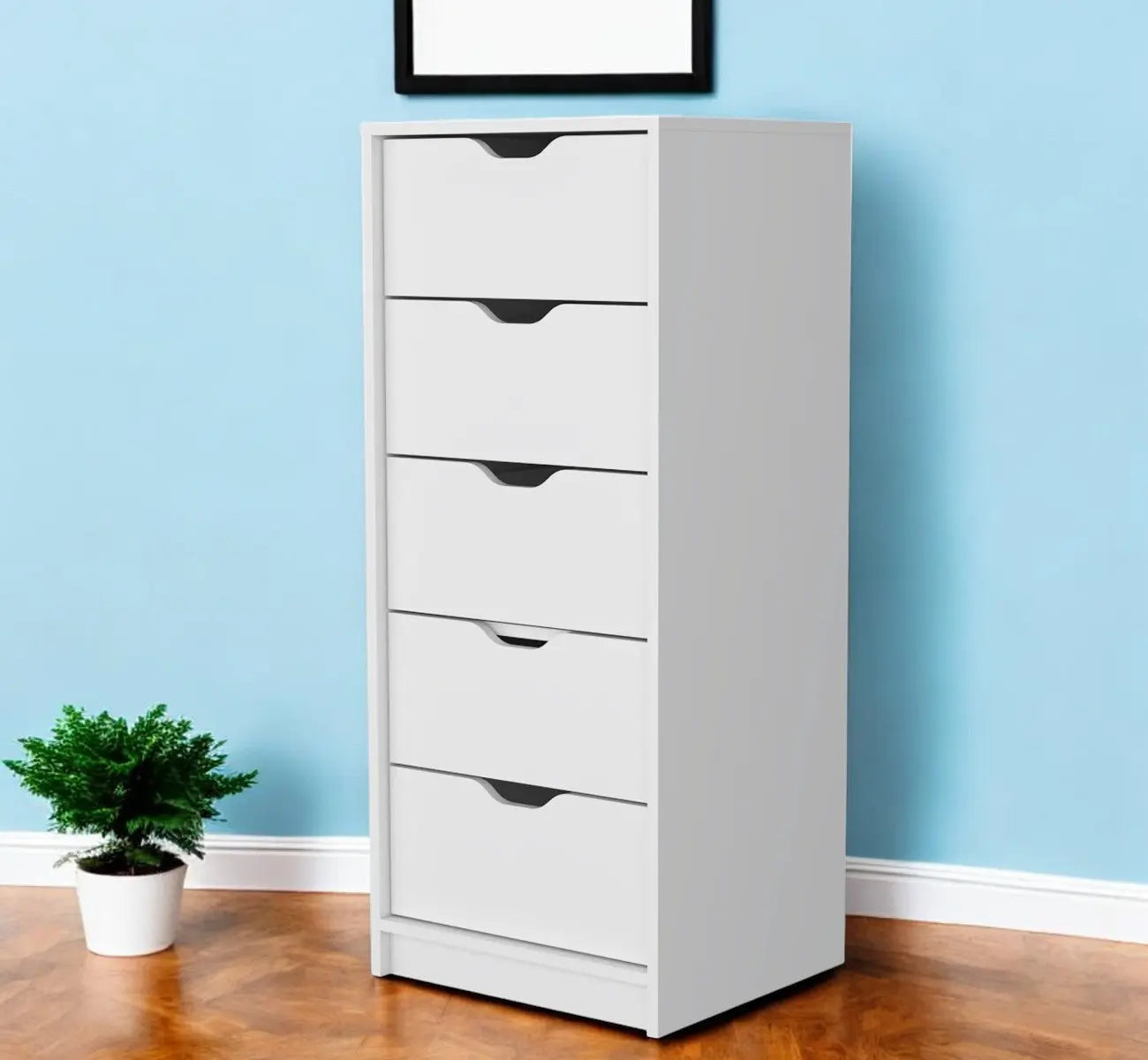 18" White Five Drawer Dresser Homeroots Bed & Bath