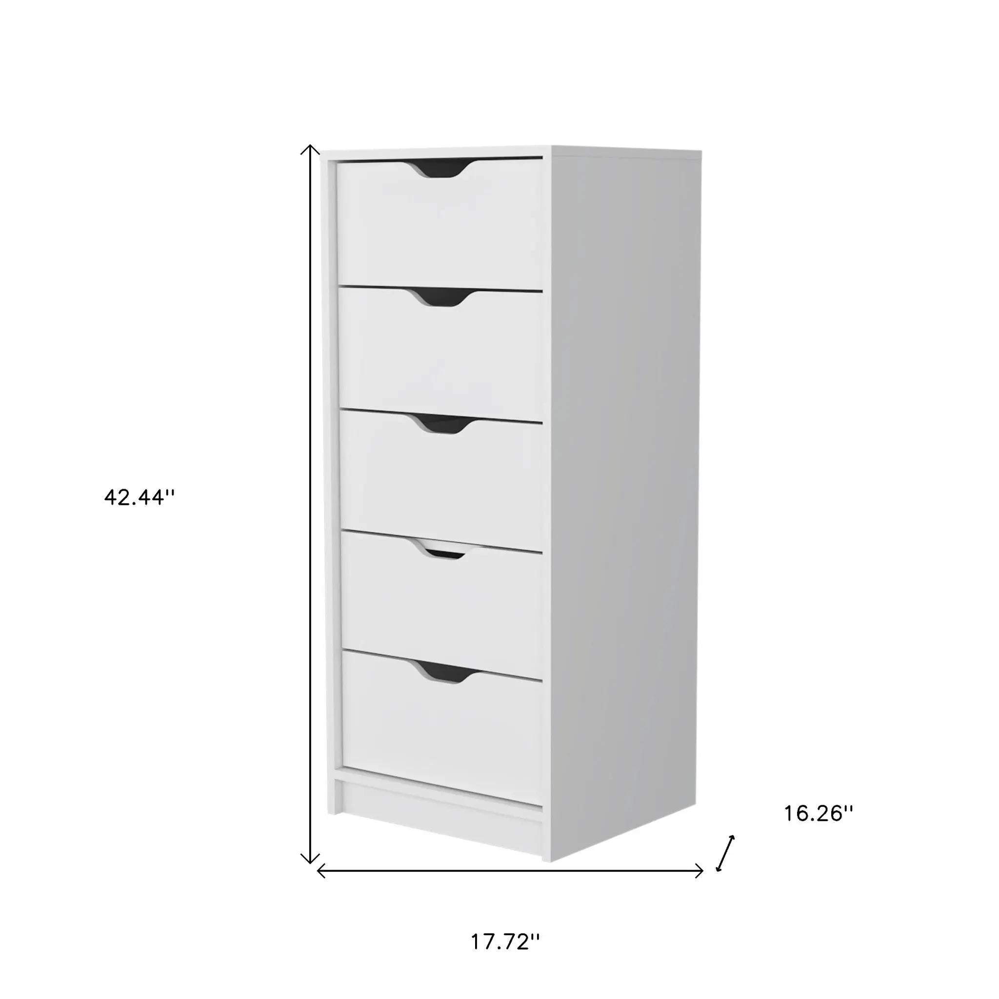 18" White Five Drawer Dresser Homeroots Bed & Bath