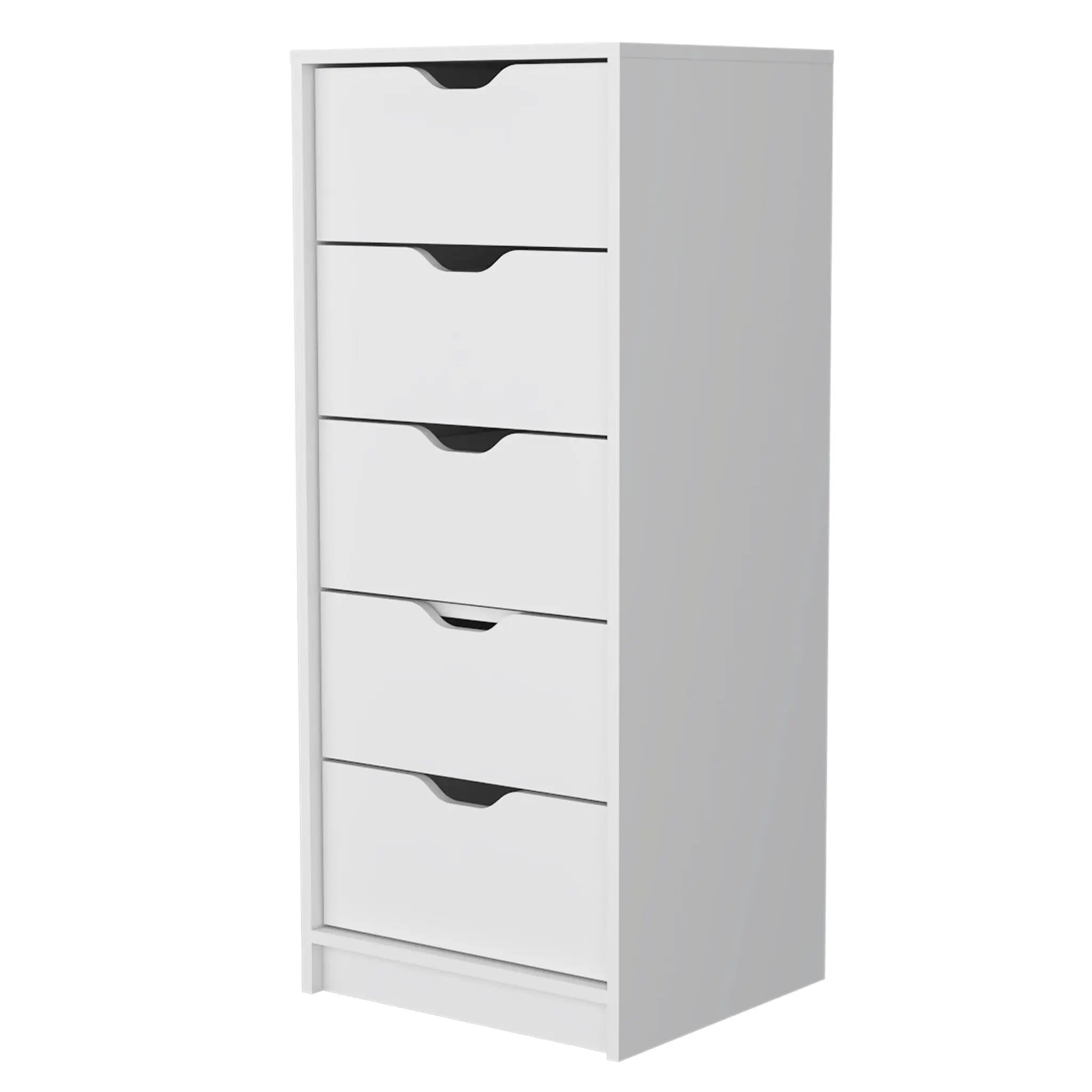 18" White Five Drawer Dresser Homeroots Bed & Bath