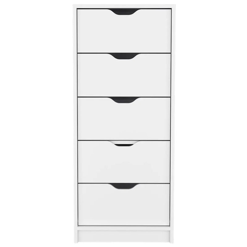 18" White Five Drawer Standard Chest Homeroots Bed & Bath