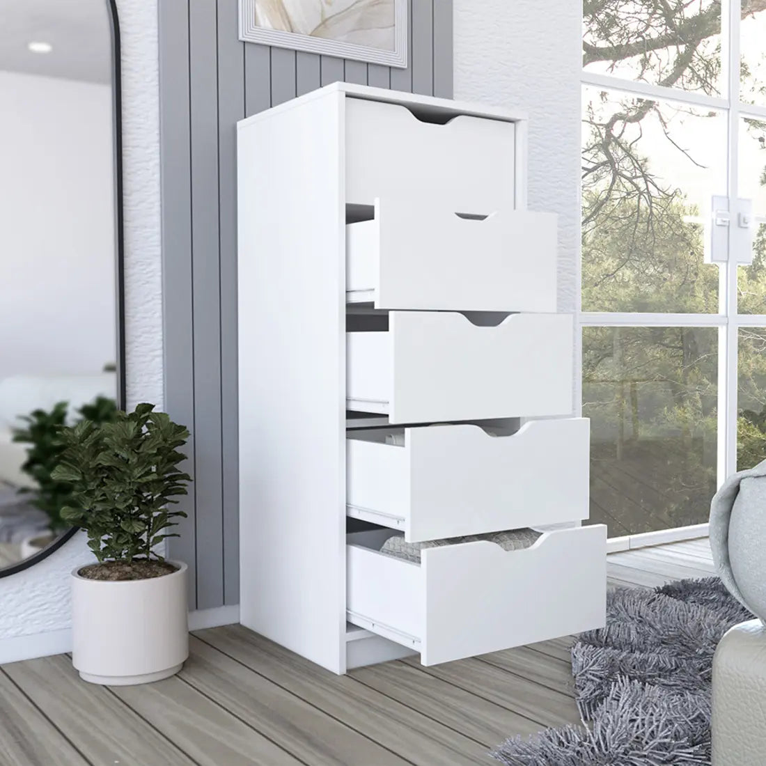 18" White Five Drawer Standard Chest Homeroots Bed & Bath