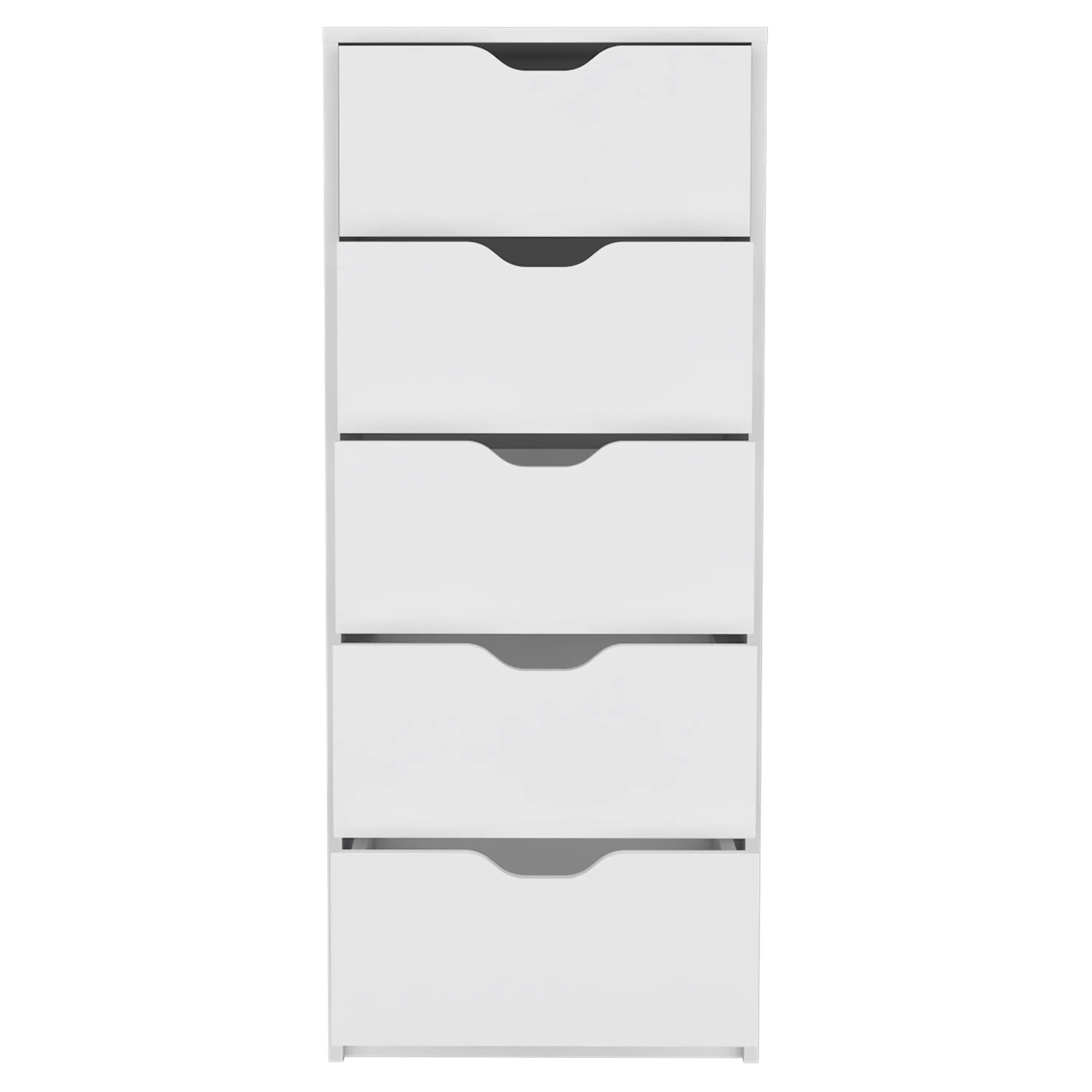 18" White Five Drawer Standard Chest Homeroots Bed & Bath
