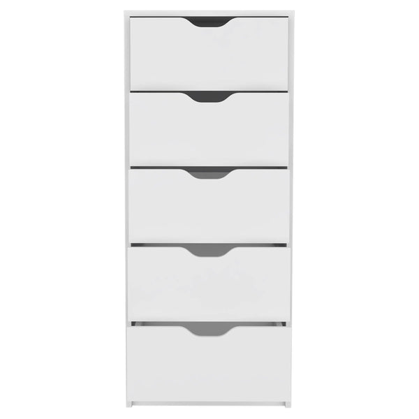 18" White Five Drawer Standard Chest Homeroots Bed & Bath