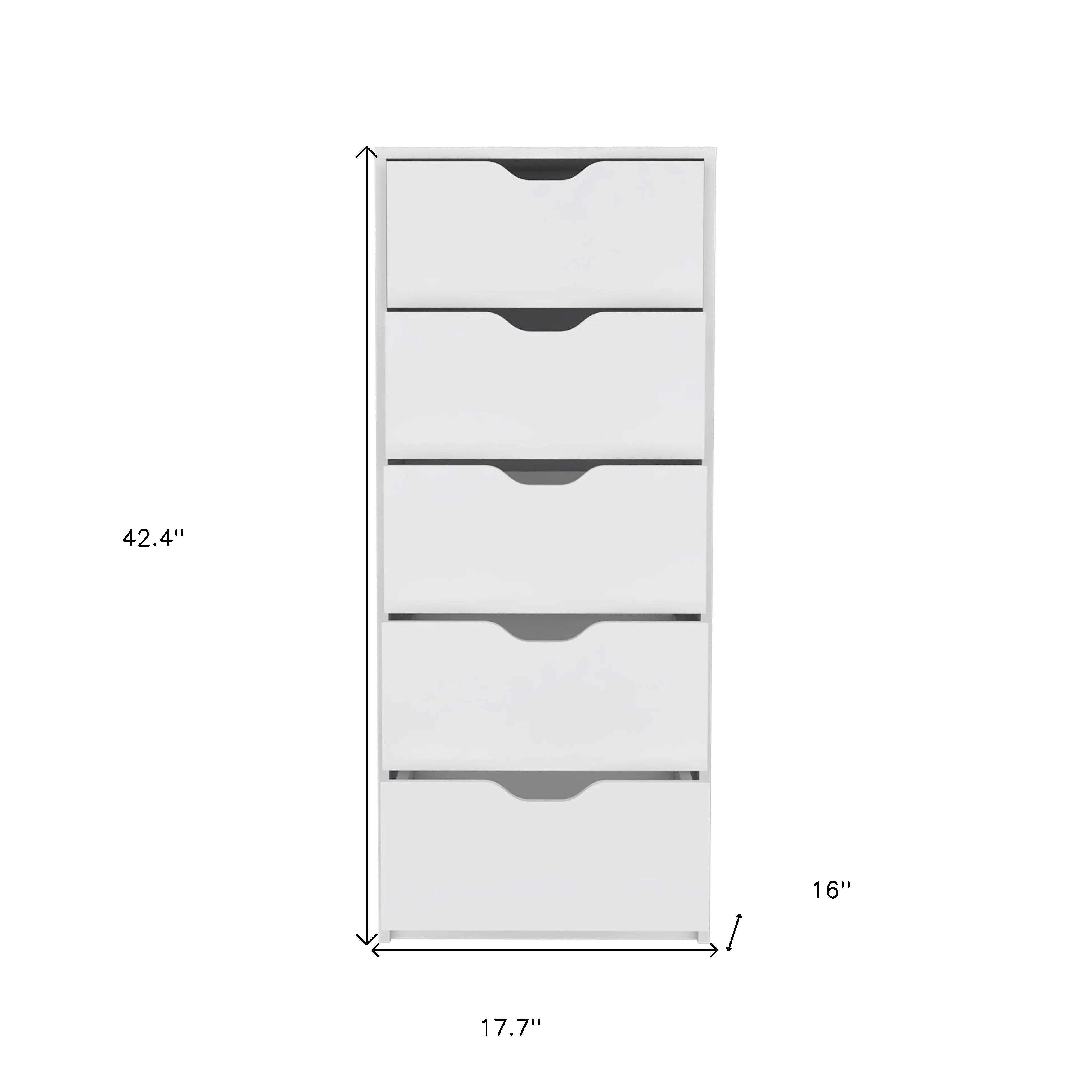 18" White Five Drawer Standard Chest Homeroots Bed & Bath