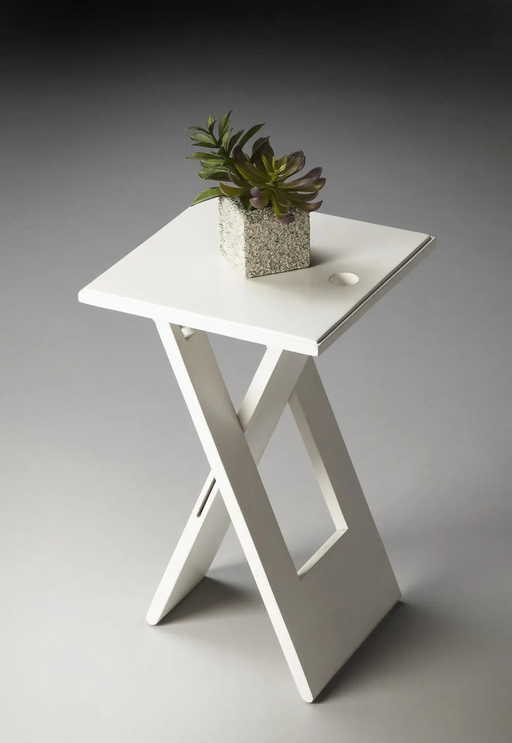 18" White Solid Wood Square Folding End Table Homeroots Living Room