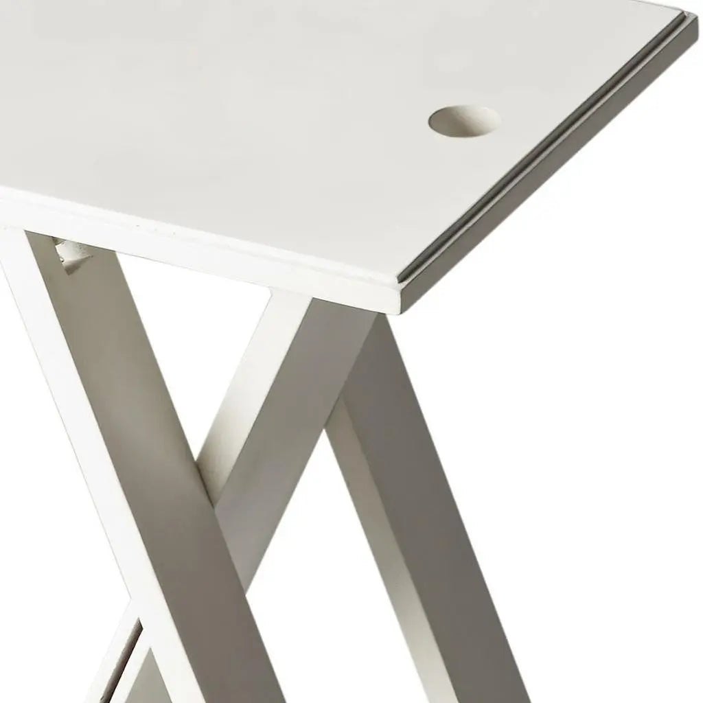 18" White Solid Wood Square Folding End Table Homeroots Living Room