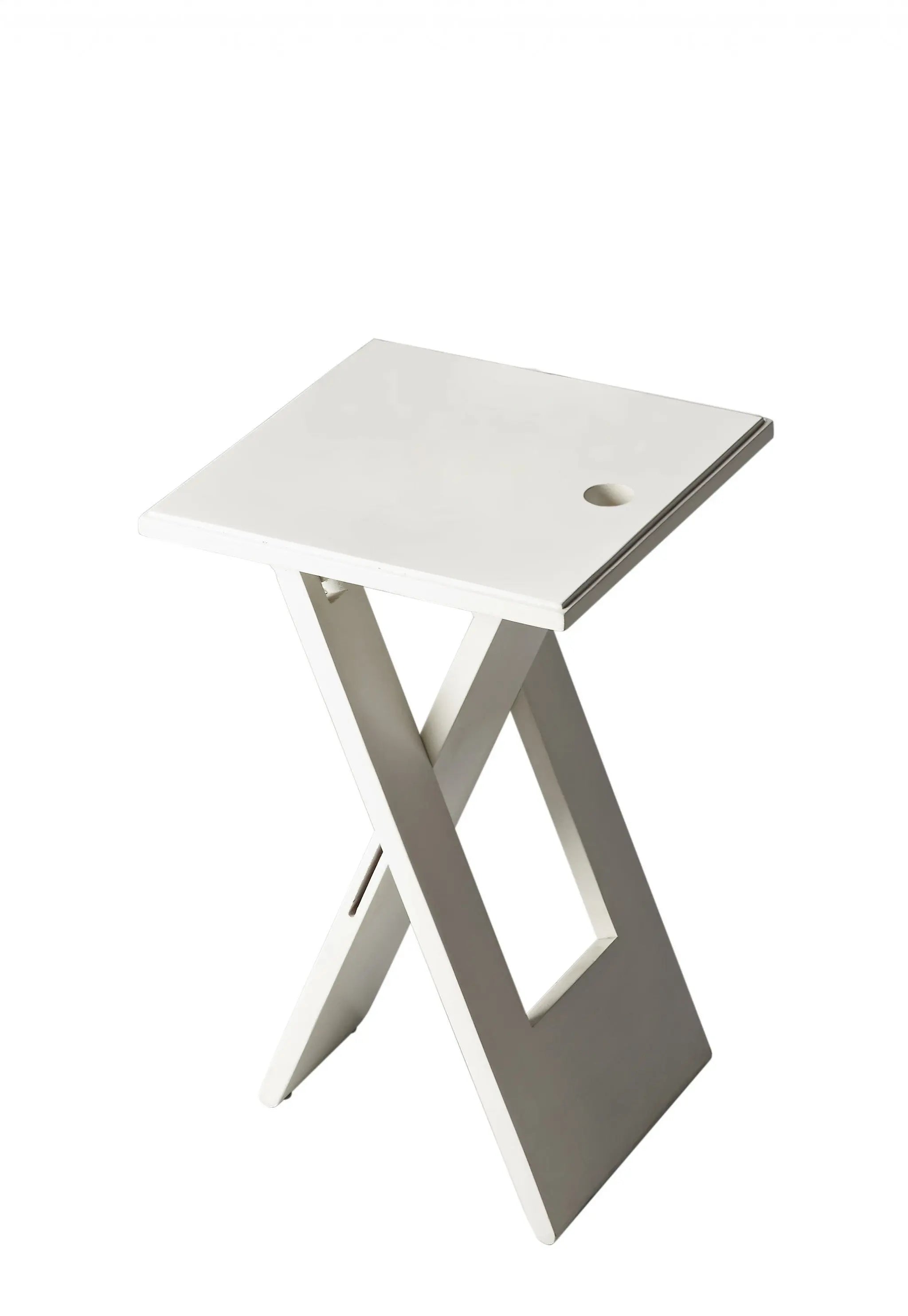 18" White Solid Wood Square Folding End Table Homeroots Living Room