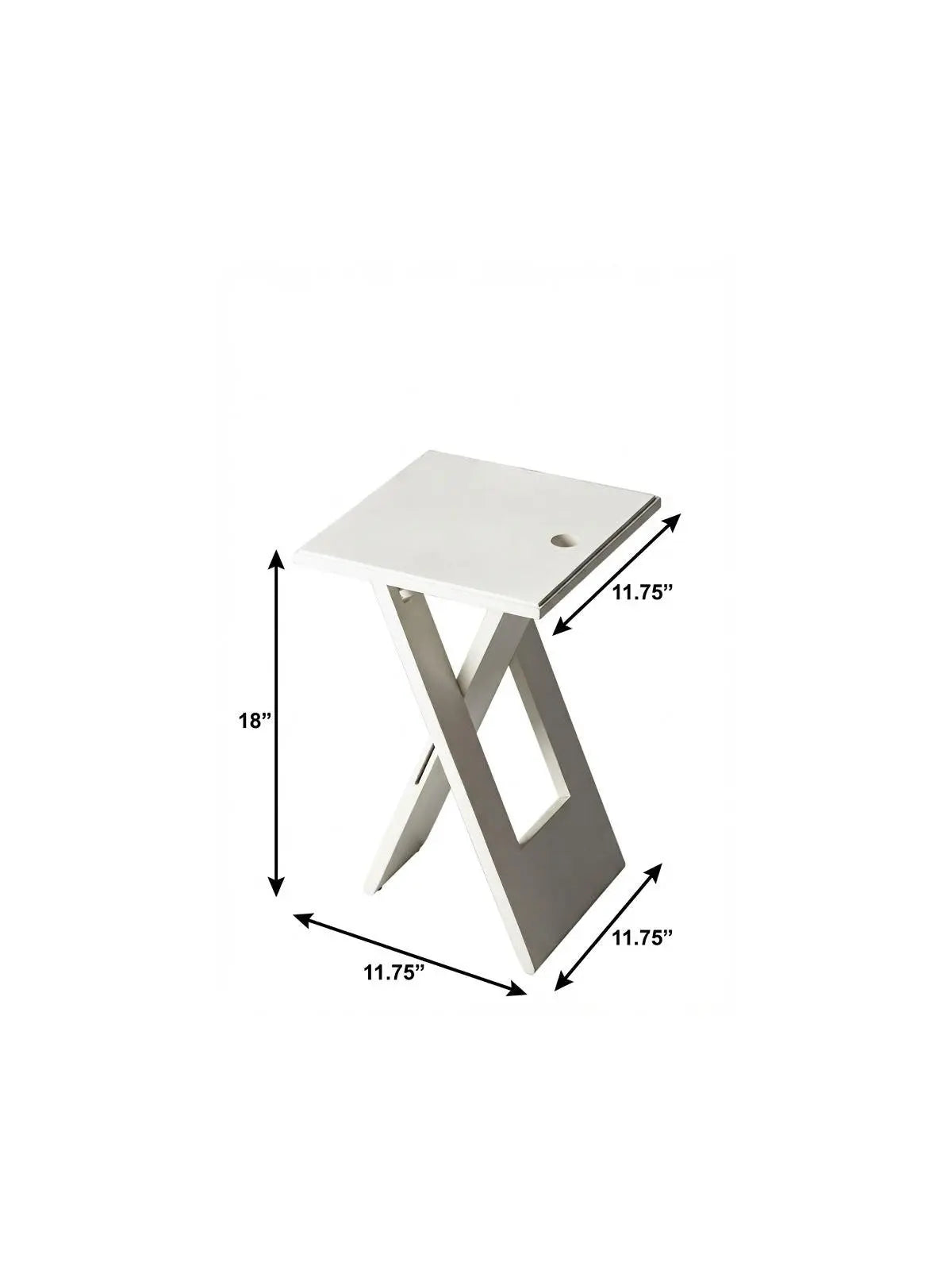 18" White Solid Wood Square Folding End Table Homeroots Living Room