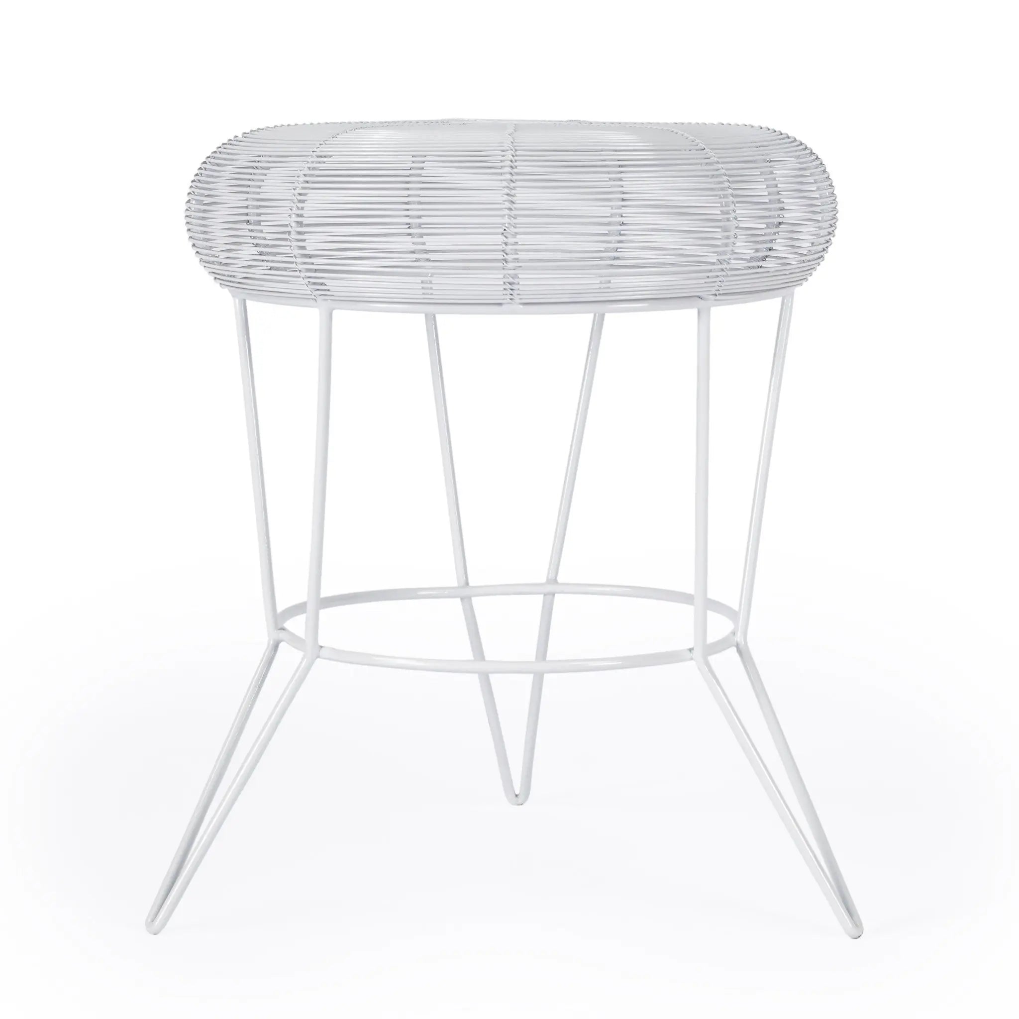 18" White Wire Round top End Table Homeroots Living Room