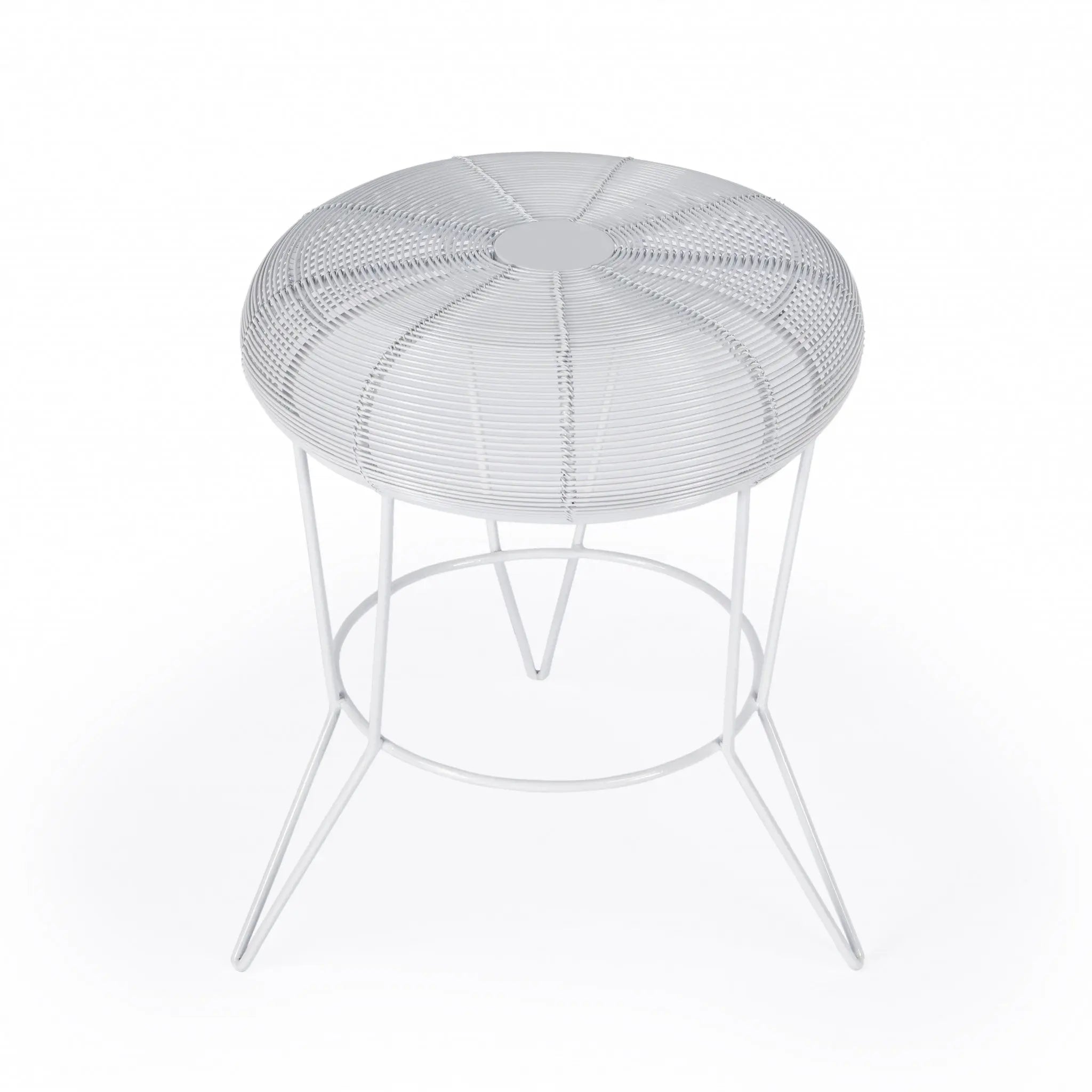 18" White Wire Round top End Table Homeroots Living Room