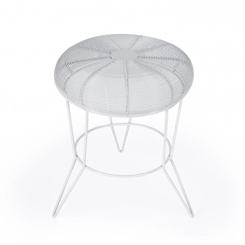 18" White Wire Round top End Table Homeroots Living Room