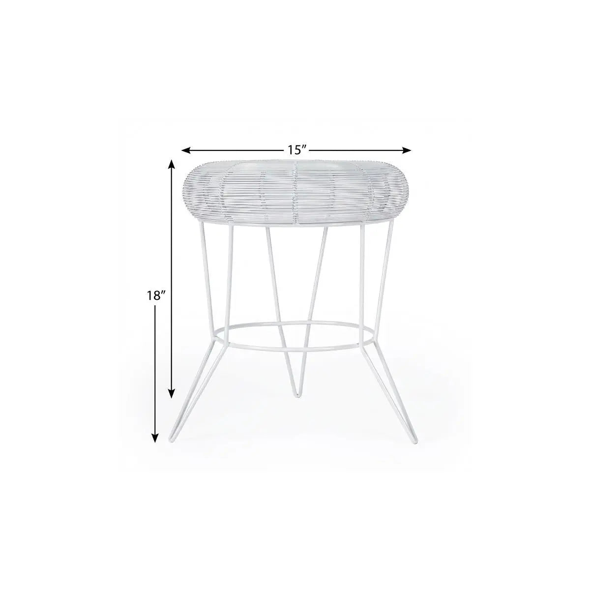 18" White Wire Round top End Table Homeroots Living Room